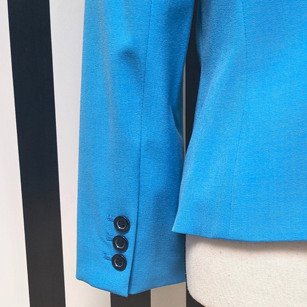 Nine West: Baby Blue Blazer Top Button Sleeves Size 10 - Picture 3 of 5